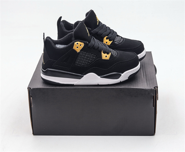 Youth Running weapon Super Quality Air Jordan 4 Black/Yellow Shoes 035